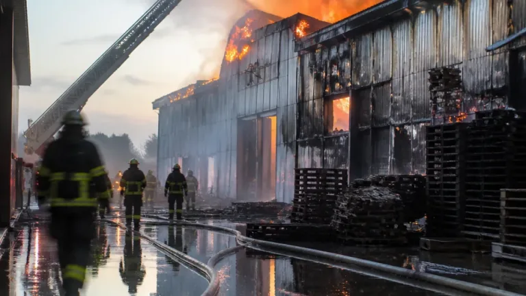 Vasto incendio a Pieve Emanuele: fiamme distruggono parte di una ditta, otto squadre dei vigili del fuoco in azione